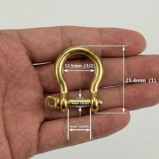 Gold 5/32" Bow Shackle, 5 Pack with Tool, 1433lbs D-Ring Shackle Clasp, Small Stainless Style Anchor Shackle for Paracord Bracelet, Survival Gear