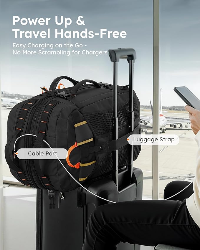 Tolaccea Travel Backpack for Men Women, 40L-50L Carry On Backpack with Wet Dry Compartment, TSA Approved Laptop Daypack Fits 15.6", Convertible Expandable Large Rucksack Duffel Bag for Work Travel