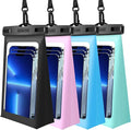 4 Pack Floating Waterproof Phone Pouch - Float Clear Cell Holder Protector with Lanyard - Universal Large Floatable Water Proof Dry Bag Case for iPhone 16 Pro Max Samsung Galaxy - Beach Swimming Pool