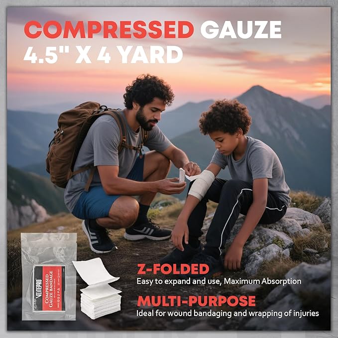 Advanced Trauma First Aid Kit - Emergency Camping Gear with Tourniquet Kit, Compression Bandage, 36" Splint | Portable Survival Gear for Outdoor, Home, Camping- Gift for Husband Dad and Wife-Black