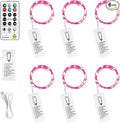 ZSJWL 6 Pack Rechargeable Fairy Lights with Remote & DIY Timer, 7Ft 20LED Mini Battery String Light, Twinkle Silver Copper Wire Lights for Wedding Party Bedroom Christmas Table Decoration (Pink)