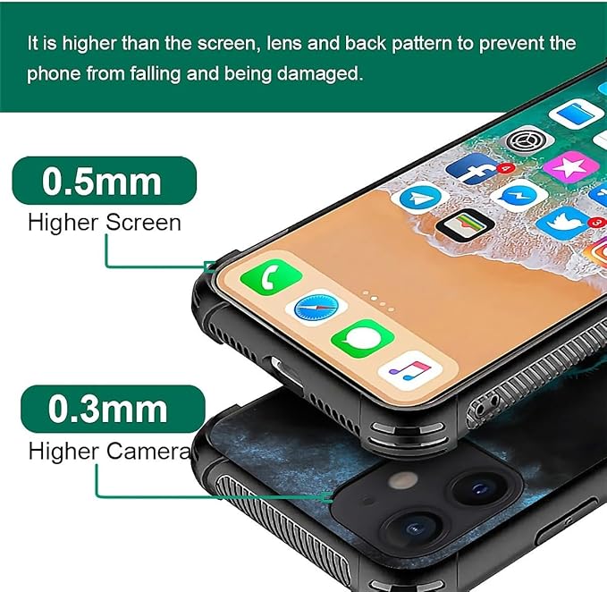 for iPhone 12 Mini Case, Blue Breathing Wolf Pattern Graphic Design Girl Boy Soft Silicone Hard Acrylic Shock Protection for iPhone 12 Mini