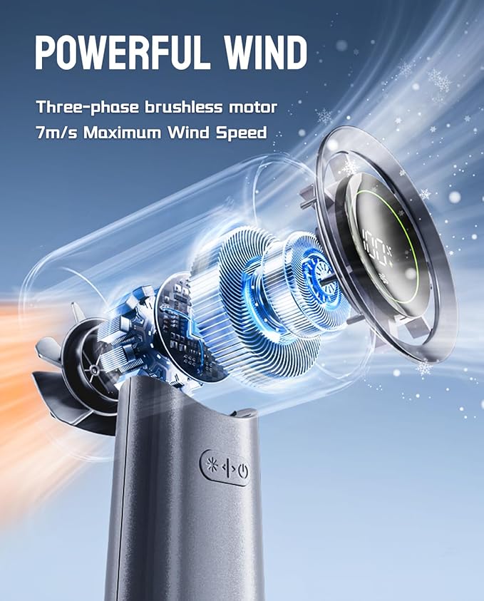 MUXNW Mini Turbo Jet Fan: Portable Small Pocket Handheld Personal Rechargeable Battery Operated USB Charger Keeping Cool In Hot Weather For Travel Beach (Gray)