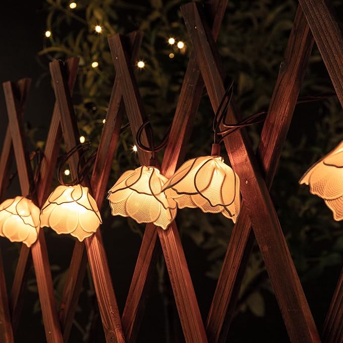 TWINKVILLA Decorative String Lights Plug in with 10 Bulbs, Flower Garland Fairy Lights Connectable Weatherproof Outdoor Indoor for Wedding Garden Pergola Bedroom Porch Floral Home Decor (White)