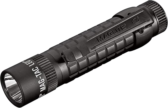 MagLite MAG-TAC 2-Cell CR123 LED Tactical Flashlight – Water-Resistant, QuickClick Modes Plain Bezel – Black