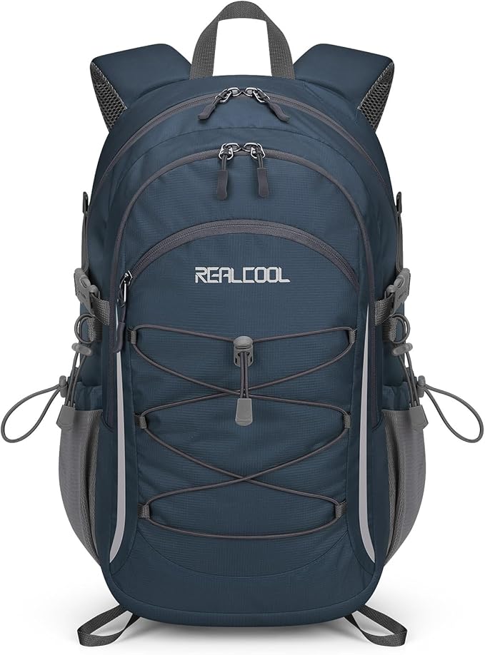 RealCool Hiking Backpack for Men Women,30L Lightweight Waterproof Travel Camping Backpack Hiking Daypack for Cycling Running,Blue