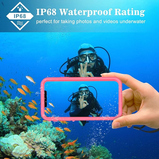 SPORTLINK Waterproof Case for iPhone 11, Full Body Heavy Duty Protection Full Sealed Cover Shockproof Dustproof Built-in Clear Screen Protector Rugged Case for iPhone 11 6.1 Inch Pink