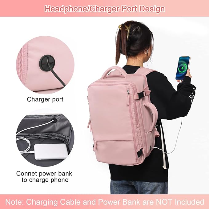 Sinaliy Large Travel Backpack for Women, 40L Carry On Backpack, 17 Inch Laptop Waterproof Backpack, College Bookbag, Backpack for Women, as Person Item Flight Approved