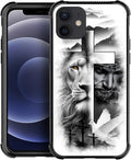 for iPhone 12 Mini Case, Lion Cross Jesus Christ Dove Pattern Made of Soft Silicone Hard Acrylic Shock Protection for iPhone 12 Mini