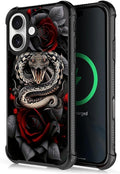 for iPhone 17 Case,for MagSafe Graphic Design for Girl Boy Soft Silicone Hard Acrylic Shock Protection Designed for iPhone 17 Entwined Rose Snake Pattern