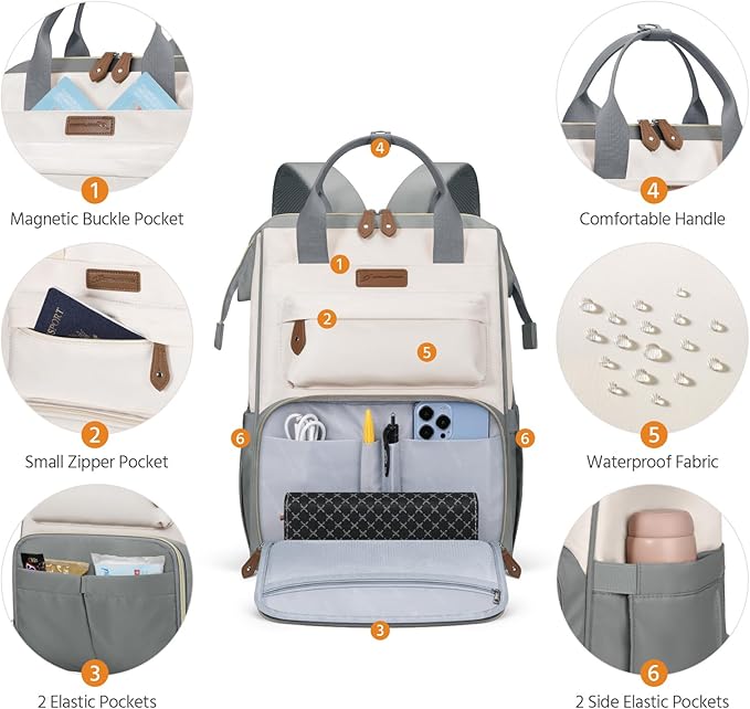Maelstrom Laptop Backpack, Fits 15.6-17.3 Inch Travel Backpack Gift for Women Men, Waterproof College School Computer Bag, Anti-theft Business Work Bag with Luggage Strap (Grey, 17.3 Inch)