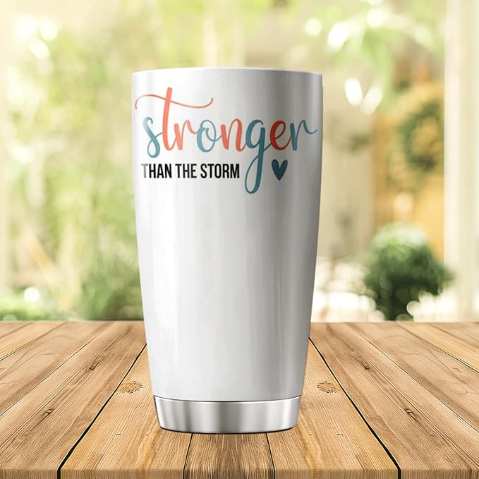 CUBICER Stronger Than The Storm Inspirational Quote 20 Oz Stainless Steel Tumbler For Women Motivational Gift Travel Mug Coffee Iced Drink Hot Cool Heat Tea Bottle Outdoor Insulated