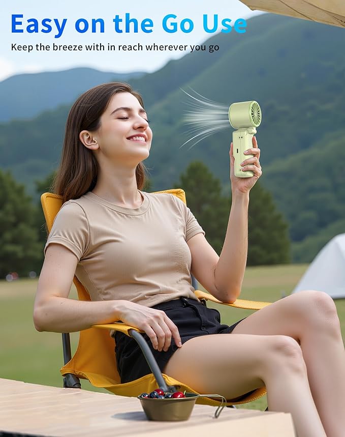 Foluu 3-in-1 Portable Cooling Fan with Active Cooling Technology, 16,000 RPM, 100-Speed Touch Control & LED Display, Type-C Fast Charge, Neck Strap & Stand – for Travel, Office, Outdoor (Green)