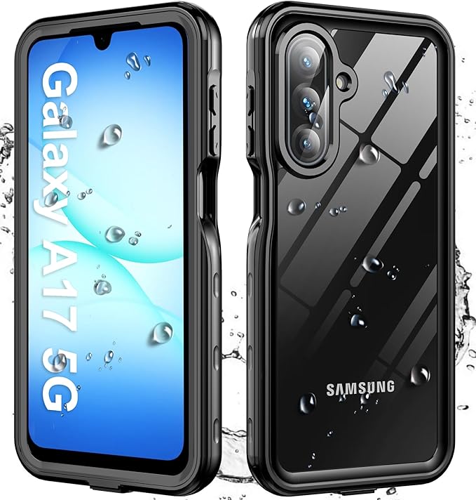 for Samsung Galaxy A17 5G Phone Case Waterproof, [IP68 Waterproof Dustproof] [Built-in Screen Protector] Rugged Full Body Underwater Shockproof Protective Cover for Samsung A17 5G Case, Black