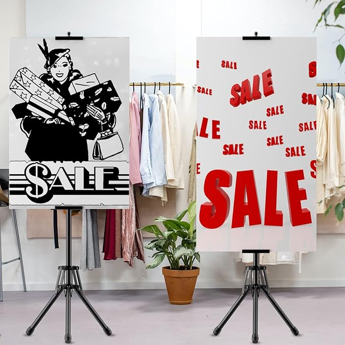 Poster Stands for Display - Floor Poster Board Holder Poster Display Stand Retractable Banner Stand Outdoor Sign Holder, Double-Side Tripod Height up to 80"（2pack）