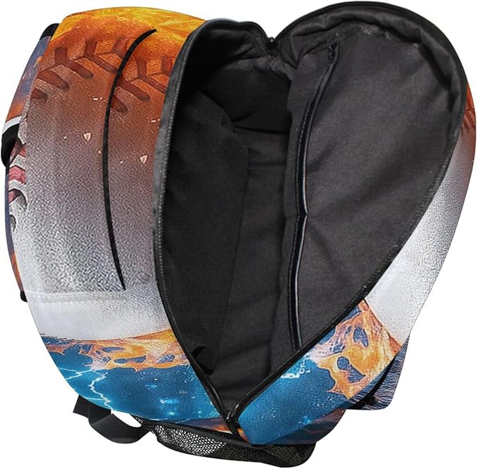 Wamika Baseball Ice Fire Boys Backpack Sports Ball School Backpacks Kids Girls Preschool Book Bag