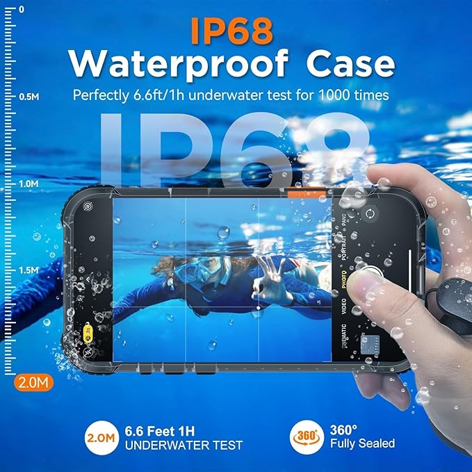 WIFORT for iPhone 17 Waterproof Case, [Fit for Magsafe] with Sapphire Lens & Screen Protector, IP68 Full Body 15FT Military Shockproof, Magnetic Frosted Phone Cover with Lanyard, 6.3" Black