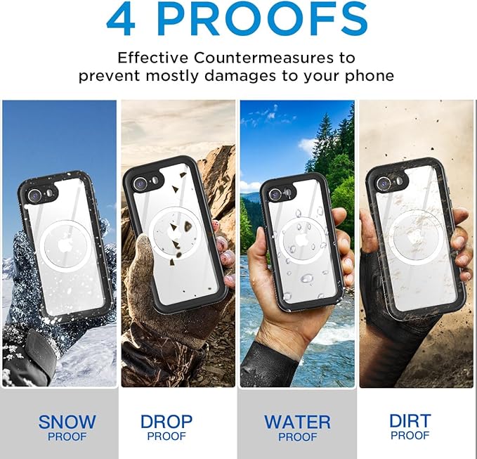 AICase for iPhone 17e/iPhone 16e Case Waterproof with MagSafe Snowproof,Dustproof and Shockproof,IP68 Certified Real 360 Full Body Protection Fully Sealed Underwater Cover for iPhone 17e/16e 6.1"_1