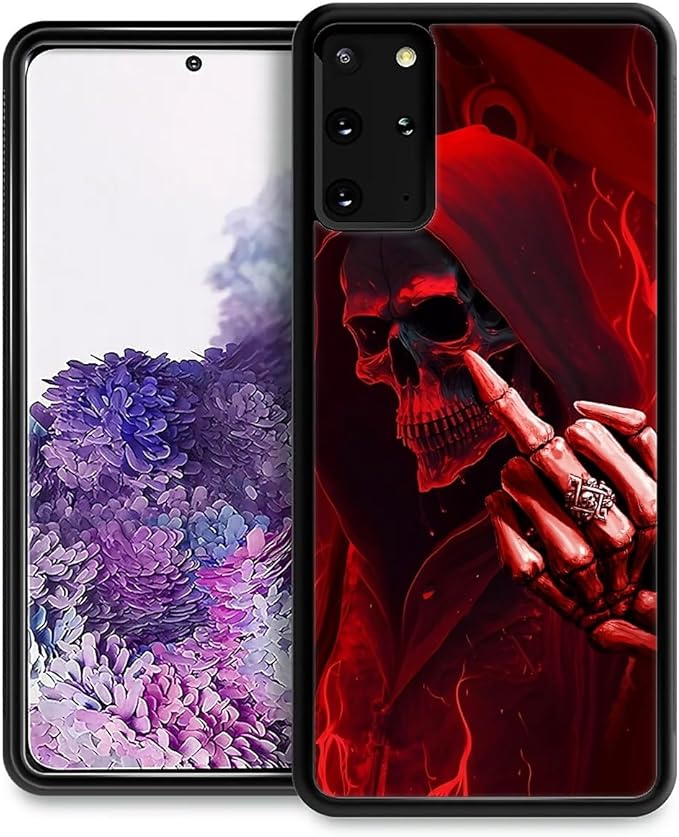 for Samsung Galaxy S20 Plus Case, Gestures Funny Skull Pattern Graphic Design Girl Boy Soft Silicone Hard Acrylic Shock Protection for Samsung Galaxy S20 Plus