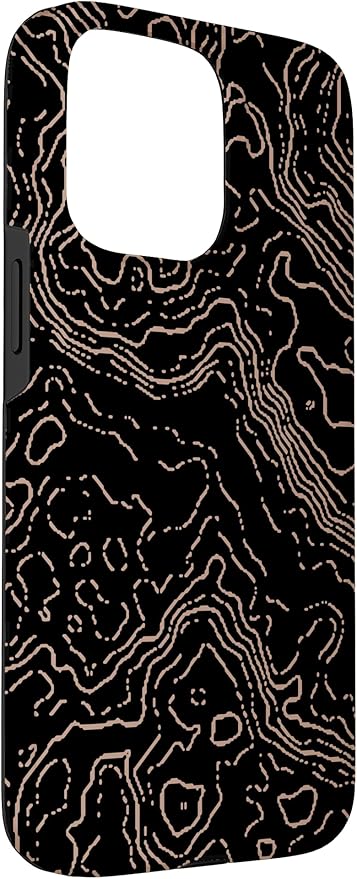 Topography Black & Brown Abstract Pattern Topographic Map Case for iPhone 15 Pro Max