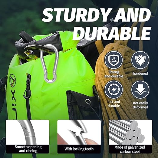 Carabiner, Heavy Duty Galvanized Steel Spring Snap Hook Carabiner Clips with 1000LBS Holding Capacity, Ideal for Outdoor, Hammock, Swing and Travel (M12 4.7Inch, 2PCS)