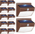 Peasur [12 Packs] Solar Outdoor Lights Motion Sensor Solar Security Lights Waterproof with 3 Lighting Modes Solar Powered Wall Lights Outside for Garden Fence Yard,Brown