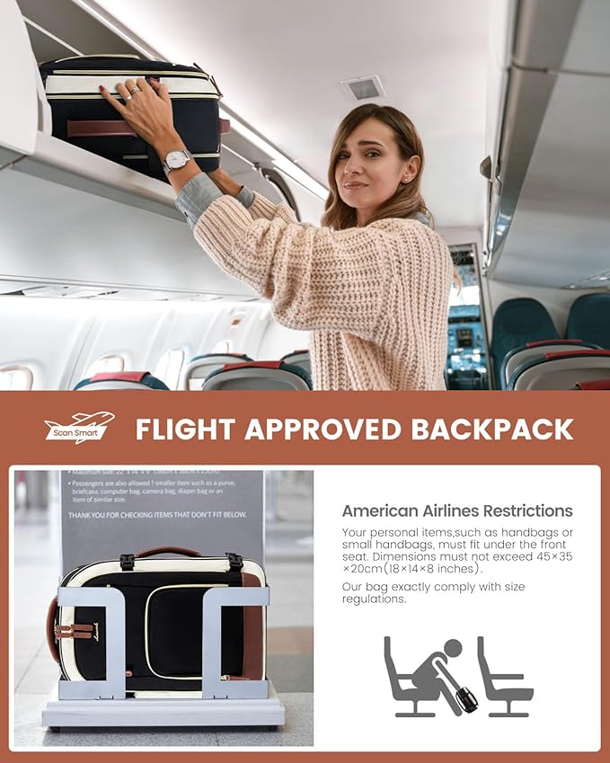 LOVEVOOK Travel Backpack For Women Flight Approved, 50L Carry on Backpack for Airplanes, Personal Item Travel Bag for Airplanes Fits 18 Inch Laptop, Business Weekender Overnight Daypack with 3 Cubes