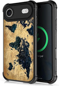 for iPhone 17 Air Case,for MagSafe Graphic Design for Girl Boy Soft Silicone Hard Acrylic Shock Protection Designed for iPhone 17 Air Brown World Map Pattern