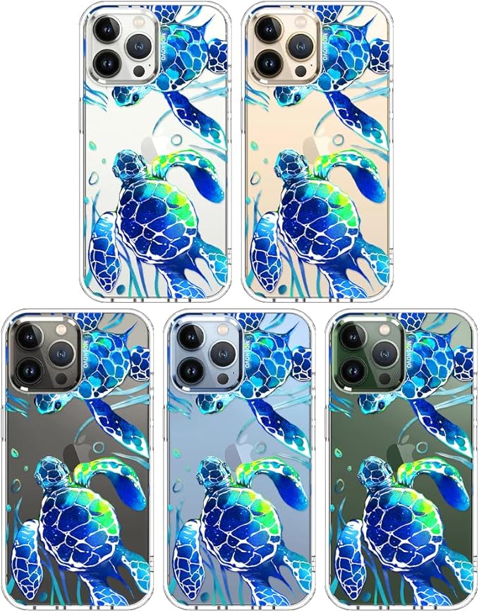 MOSNOVO Case for iPhone 13 Pro Max, [Buffertech 6.6ft Military-Grade Drop Protection] [Anti Peel Off Tech] Clear TPU Bumper Phone Case Cover Design - Sea Turtles