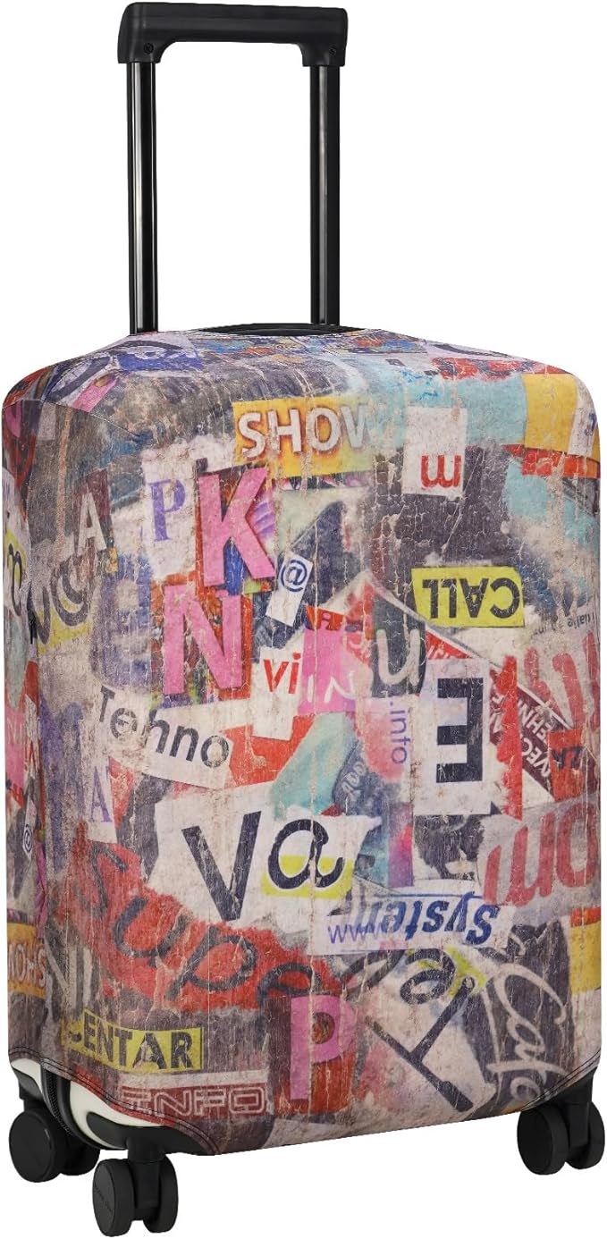 Explore Land Travel Luggage Cover Suitcase Protector Fits 27-30 Inch Case (Retro Pictorial, L)
