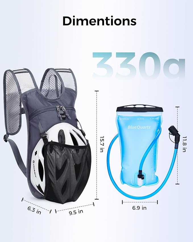 Blue Quartz Hydration Backpack with 2L Water Bladder, Hiking Water Pack with Insulated Compartment for Women Men, Lightweight Running Hydration Vest with Phone Pocket for Cycling, Biking