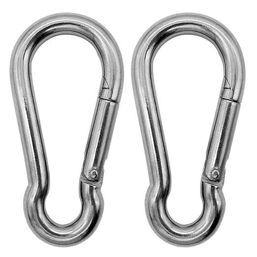 304 Stainless Steel Carabiners -4 inch Heavy Duty, Durable & Rust-Free Clips for Gym, Swing, Dog Leashes, Hammocks, Keychains, and More(304,M10,Pack of 2)