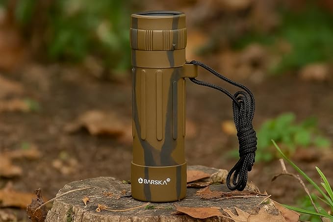 Barska 10x25 Lucid View Monocular – Compact Lightweight 10x Magnification with Fully Coated Optics, BK7 Roof Prism, Slip-Resistant Rubber Armor, Ideal for Travel, Hiking, Bird Watching