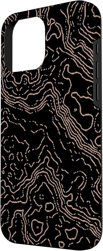 Topography Black & Brown Abstract Pattern Topographic Map Case for iPhone 16 Pro Max
