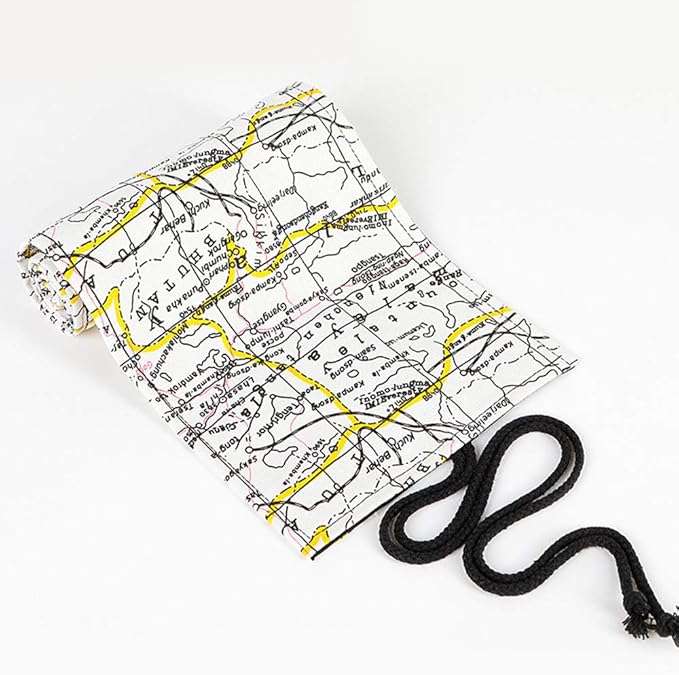 Funny live 24/36/48/72 Slots Colored Pencil Wrap Roll up Pen Holder Case Drawing Coloring Pencil Roll Organizer Stationery Case for Student Artist Traveler (Map, 36 Slots)