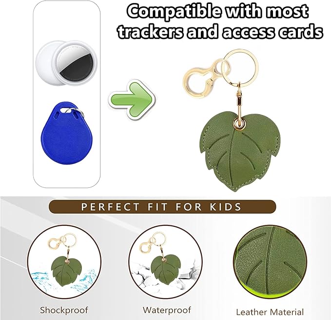 Leather Keychain Holder Case Compatible with AirTag,Cute air tag Cover with Keychain Ring,GPS Tracker Case for Keys