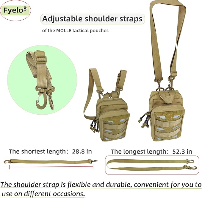 Tactical Pouch Water-Resistant Molle Multi Functional EDC Tool Compact Bag with Strap Black/Brown/Green MOLLE Pouches