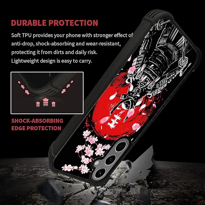 for Samsung Galaxy S24/S25 Plus Case, Sakura Japanese Samurai Pattern Graphic Design Girl Boy Soft Silicone Hard Acrylic Shock Protection for Samsung Galaxy S24/S25 Plus