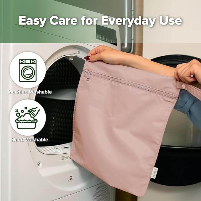 haakaa Waterproof Wet Bags for Baby Wet Dry Bags for Cloth Diaper, Swimsuit & Travel, 2pcs, Blush