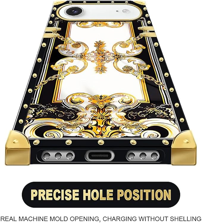 for iPhone 17 Air Case Luxury Golden Decoration for Girl Women Soft TPU Shockproof Protective Hard PC Back for iPhone 17 Air Crazy Pattern Gold Grain Flowers