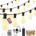 50FT Outdoor String Lights Waterproof with 32+2 Bulbs (1.5FT Bulbs Spacing), Remote & Dimmer, Commercial Patio String Lights with 3 Mode Light & Timing, 50PC Mounting Ties for Outside