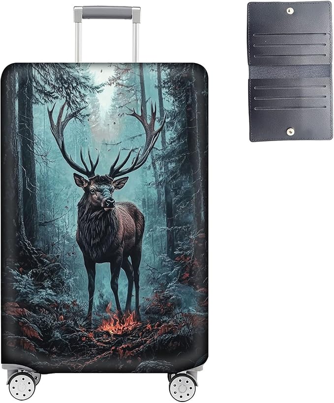 Luggage Cover Protector for 30-32 Inch Suitcases, TSA Approved Elastic Travel Suitcase Covers, Anti-Scratch Washable Luggage Sleeve for Carry On & Checked Bags, Enormous Stag