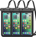 Famoby Up to 8.3" 3 Pack Black Universal Waterproof Phone Pouch, Phone Waterproof Case Dry Bag,Protection Level: IP68,Outdoor Sports for Apple iPhone,Samsung,and More,Black