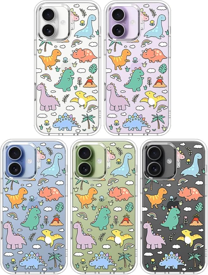 MOSNOVO for iPhone 17 Case | Military Grade 6.6ft Drop Tested | Camera Control | Clear with Dinosaur Land Design