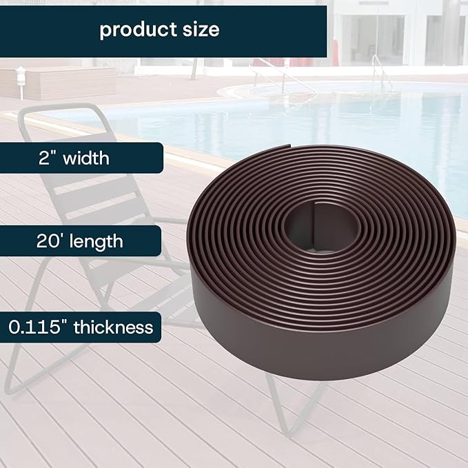 2 Inch Wide, 20ft Long Vinyl Strap - Replacement Straps for Patio Chairs - Vinyl Strapping for Patio Furniture Repair - Durable Seat Repair Kit for Lawn Chairs, Outdoor Furniture (Brown)