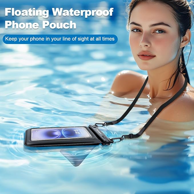 [Up to 8.5''] Waterproof Phone Pouch Floating 2 Pack, IPX8 Double Space Waterproof Phone Case with Lanyard for iPhone 17 16 15 Pro Max, Galaxy S26 Ultra, Cellphone Dry Bag Beach Cruise Ship Essentials