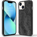 Aesthetic Topographic Map Phone Case Compatible with iPhone XR 11 12 13 14 15 16 Pro Pro Max Case, Black Abstract Line Pattern Design Shockproof TPU Phone Case Cover with Wireless Charging Support