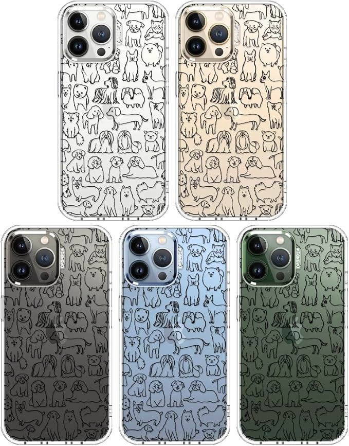 MOSNOVO Case for iPhone 13 Pro Max, [Buffertech 6.6ft Military-Grade Drop Protection] [Anti Peel Off Tech] Clear TPU Bumper Phone Case Cover Design - Doodle Dog