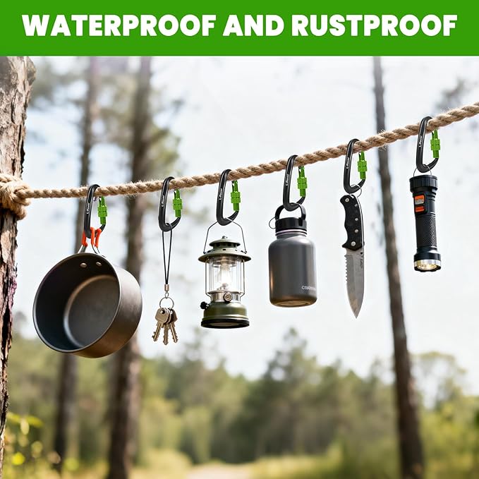 3 Heavy Duty Carabiner Clips 12kN (2697 lbs)-Lightweight Locking Carabiners for Securing Pets，Camping, Hiking, Hammock，Outdoor and Gym etc, Keychains& Utility
