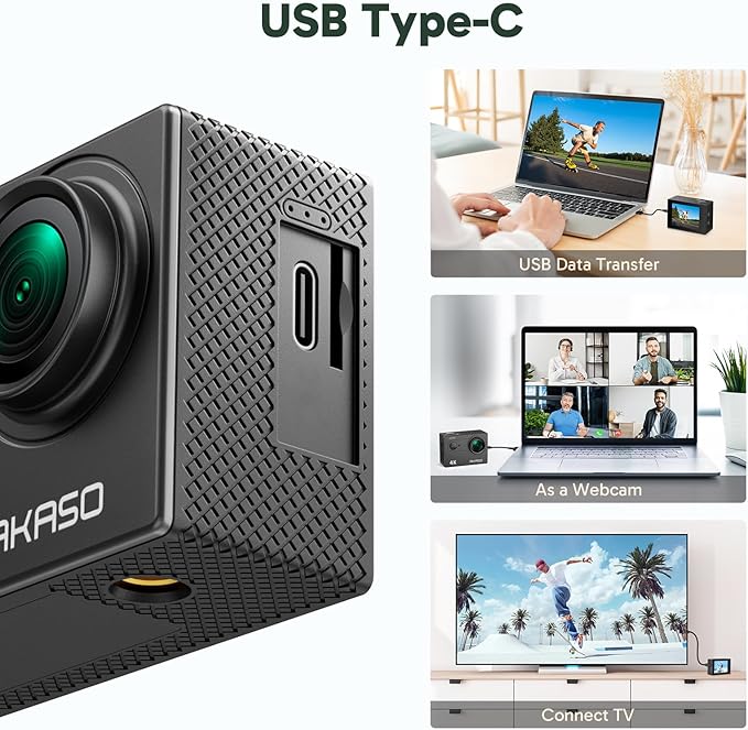 AKASO EK7000 4K30FPS 20MP WiFi Action Camera with EIS Ultra HD 131FT Waterproof Underwater Camera Remote Control 4X Zoom Support External Microphone Black